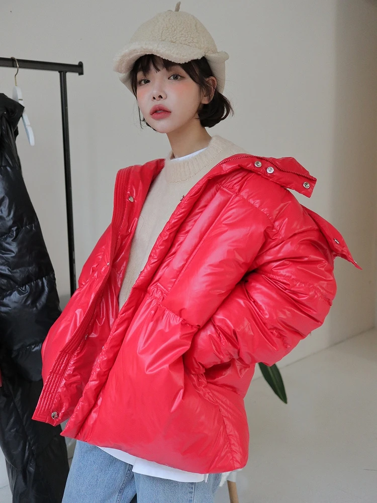 WHITNEY WANG Parkas зимняя модная уличная однотонная парка с капюшоном больших размеров Женское пальто с хлопковой подкладкой плотное зимнее пальто