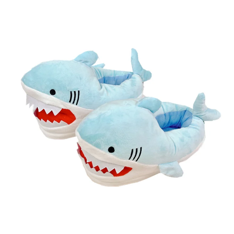 Pink shark furry slides ladies Creativity anime slip on floor slippers loves funny shark slippers winter home shoes women 2