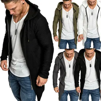 

Men's Autumn Coat Hooded Long Sleeve Zipper Slim Fit Casual Jacket Solid Outwear Sports Gym Running Sweatershirt
