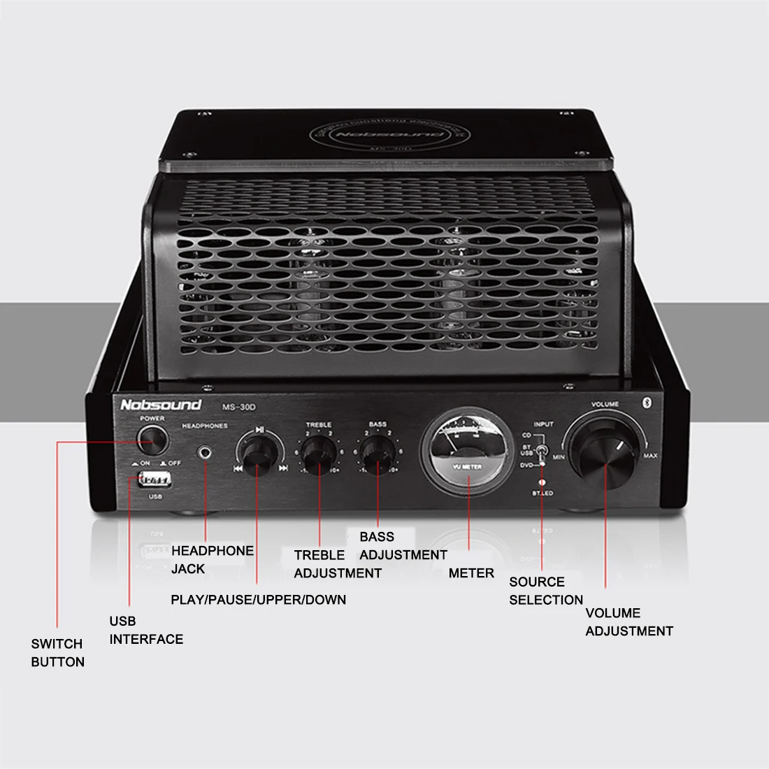 Nobsound MS-30D Bluetooth HiFi аудио вакуумный ламповый усилитель плеер домашний аудио усилитель 220 В питание плоский разъем Bluetooth поколение