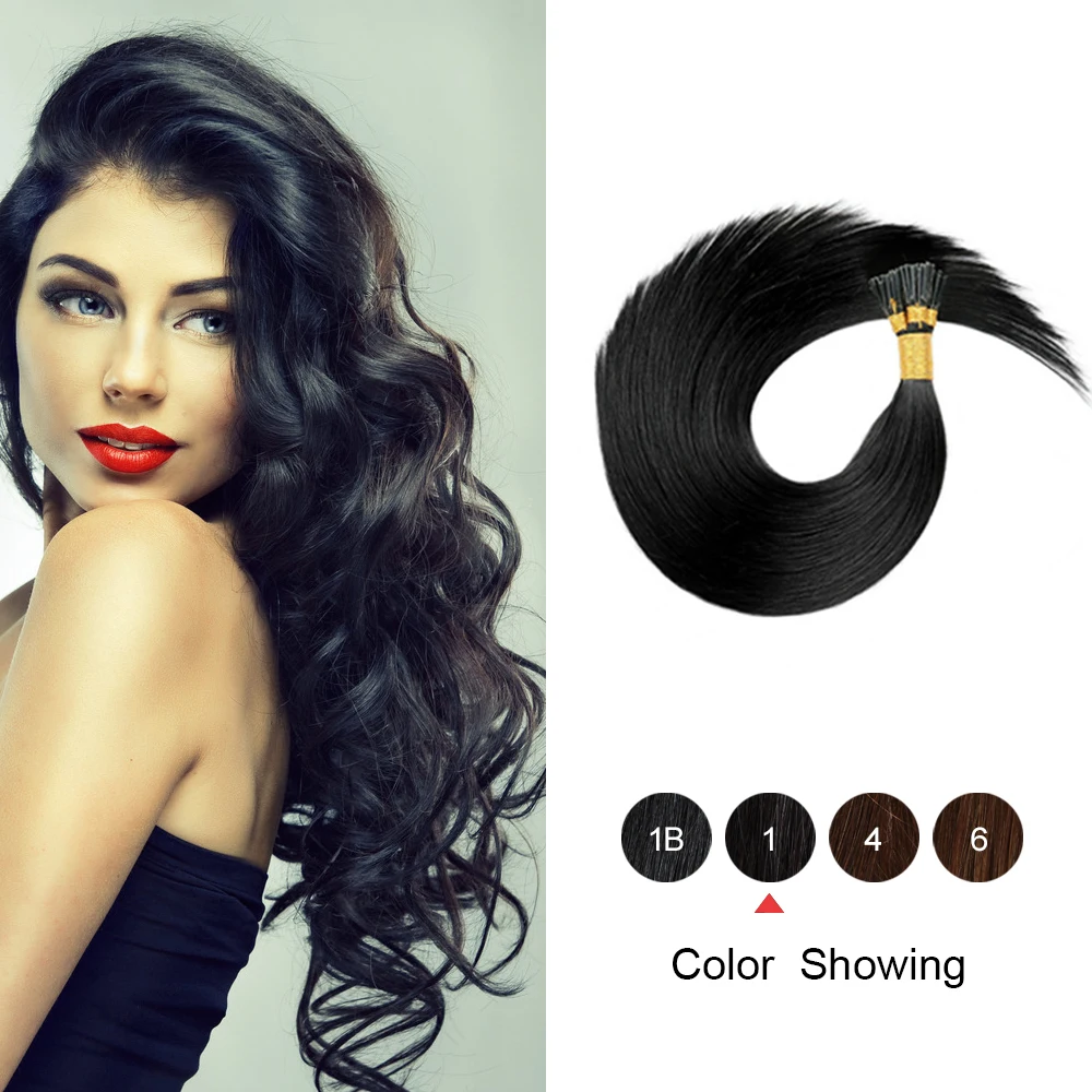 

Gazfairy Remy Hair I Tip Human Pre Bonded Keratin Hair Extension 18'' 50g 100g Natural Color Silky Straight Style Fusion Hair