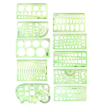 

uxcell 10pcs Geometric Drawing Template Measuring Ruler Plastic for Drawing Engineering Art Design and Building Formwork