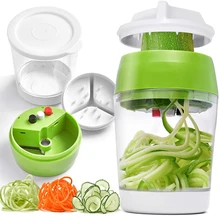 New Handheld Spiralizer Vegetable Fruit Slicer Adjustable Spiral Grater Cutter Salad Tools Spaghetti Maker Food Storage Bag