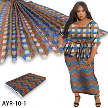 Африканская печатная органза лента ткань Толстая Лента ткань 3 ярдов матч 2 ярдов лента материал для одежды материал AYR-10