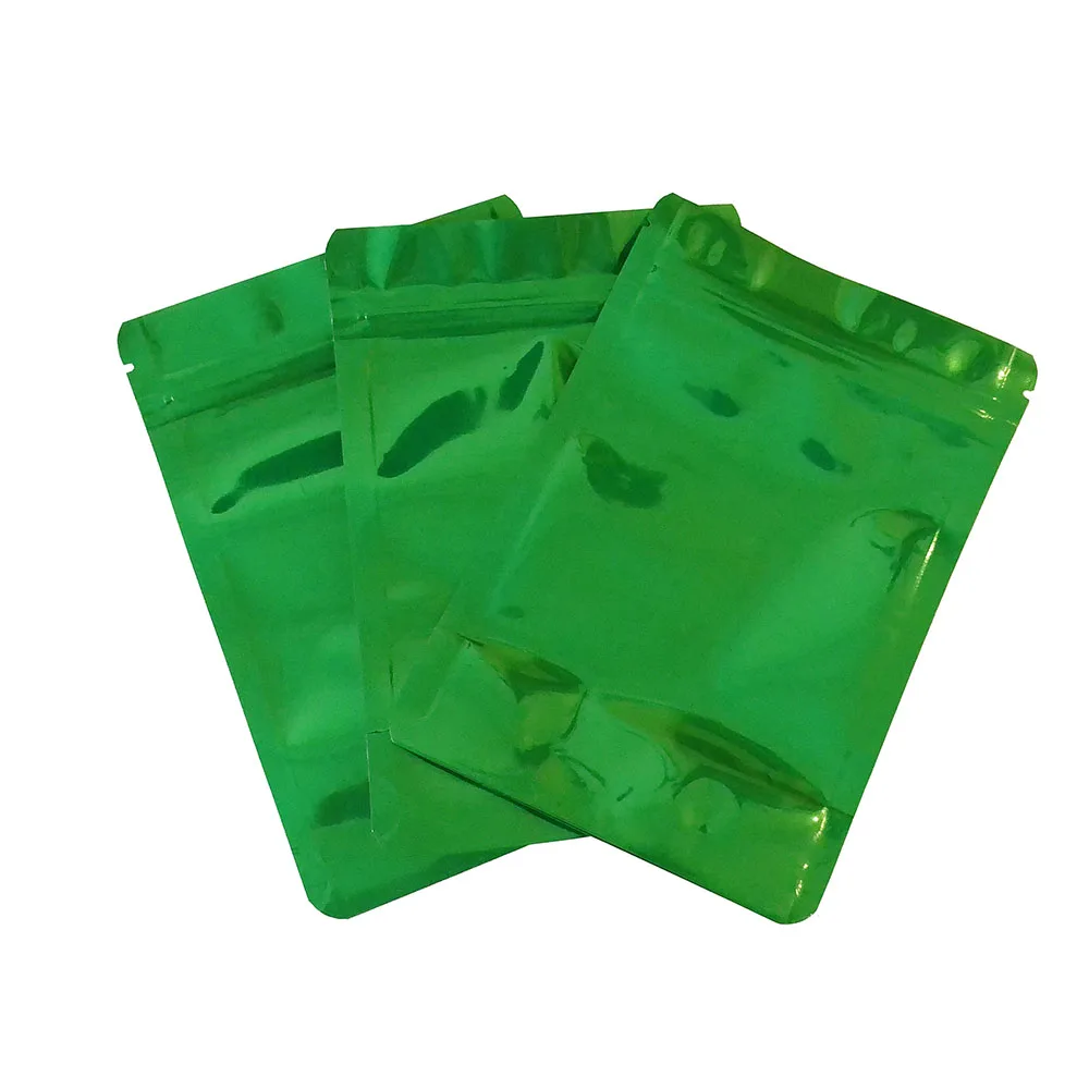 100 шт цветные стойкие многоразовые майларовые пакеты на молнии, мешки из алюминиевой фольги для хранения продуктов, яркие цвета, устойчивые к запаху - Цвет: green