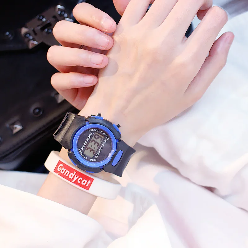 Новые детские часы, детский светодиодный цифровой спортивный часы для мальчиков и девочек, мужские и женские электронные наручные часы с силиконовым браслетом, Reloj Nino - Цвет: without bracelet