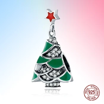 

925 Sterling Silver Christmas Gift Christmas Tree Star Charm Bead Charm Charm Bracelet Pendant DIY Jewelry