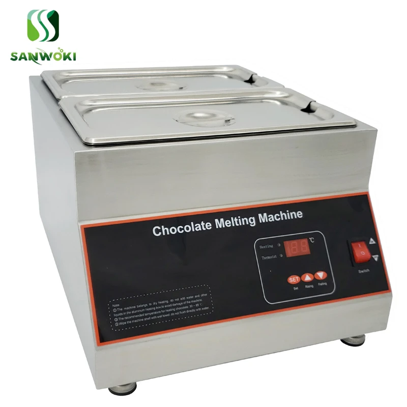 Electric 2-Pot Chocolate Tempering Machine 2 tanks chocolate melting machine cheese chocolate heater melter furnace