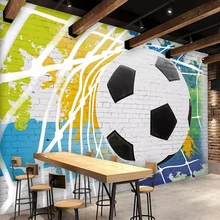Пользовательские Настенные обои 3D Мультфильм Футбол фото настенная живопись мальчик спальня ресторан кафе фон обои Прямая