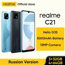 realme C21 Smartphone Russian Version Helio G35 Octa Core 3GB RAM 32GB ROM 6.5" inch display 5000mAh Large battery 3-Card Slot