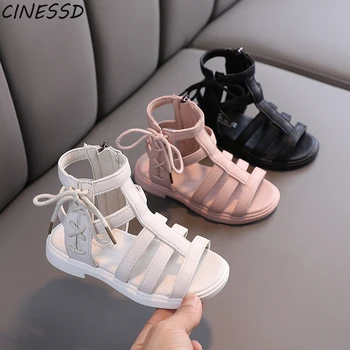 

Teen Girls Sandals Roman Style Summer Sandals for Kids Solid PU Leather Sweet Princess Shoes Children Party Dress Shoes 26-36