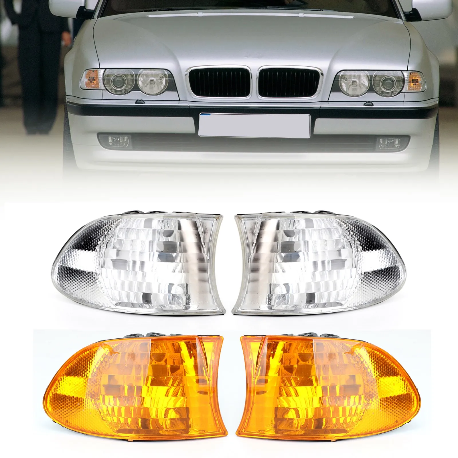Corner Lights Parking Lamps Pair For BMW 7 Series E38 1999