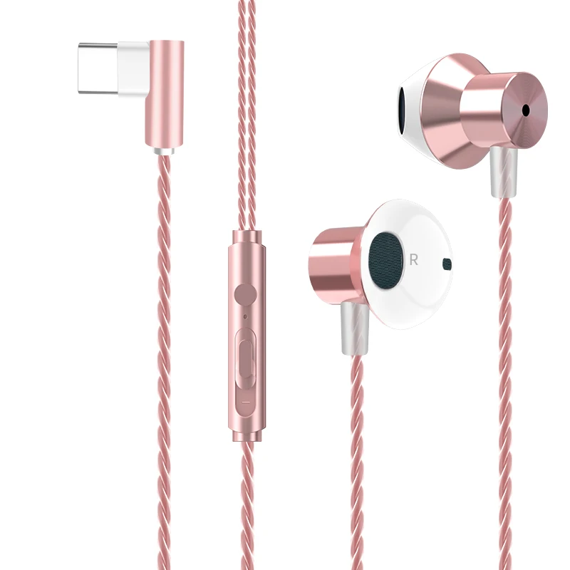 Type C -Pink Проводные наушники с TypeC 3,5 мм HIFI Качество мощные наушники стерео наушники для samsung Galaxy S10 S9 S8 S7 Xiaomi huawei USB - Цвет: Type C -Pink