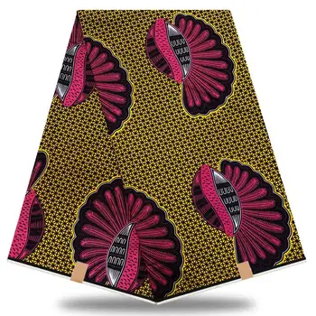 

2020 New Arriva 100% Cotton African Wax Ghana Wax Fabric High Quality Angola Wax printing 6Yards/Piece For Clothes XWS05
