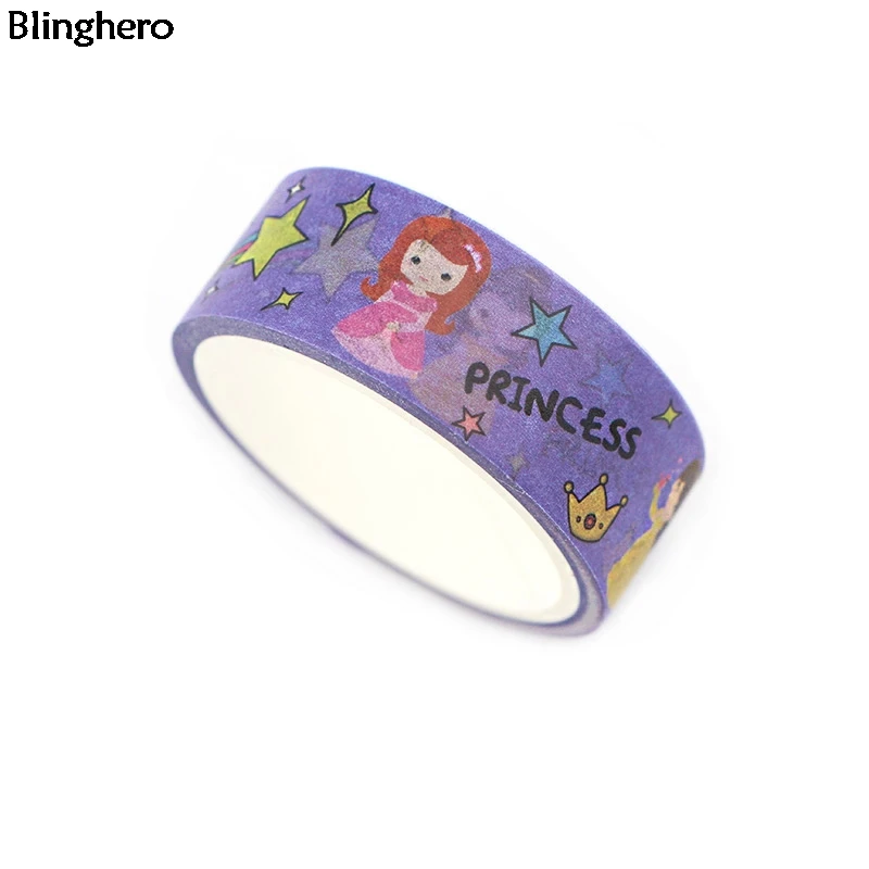 10 шт./компл. Blinghero принцессы 15 мм х 5 м мультфильм лента Washi Kawaii клейкая лента Скотч для монтажа светодиодных лампочек канцелярские ленты для детей BH0268