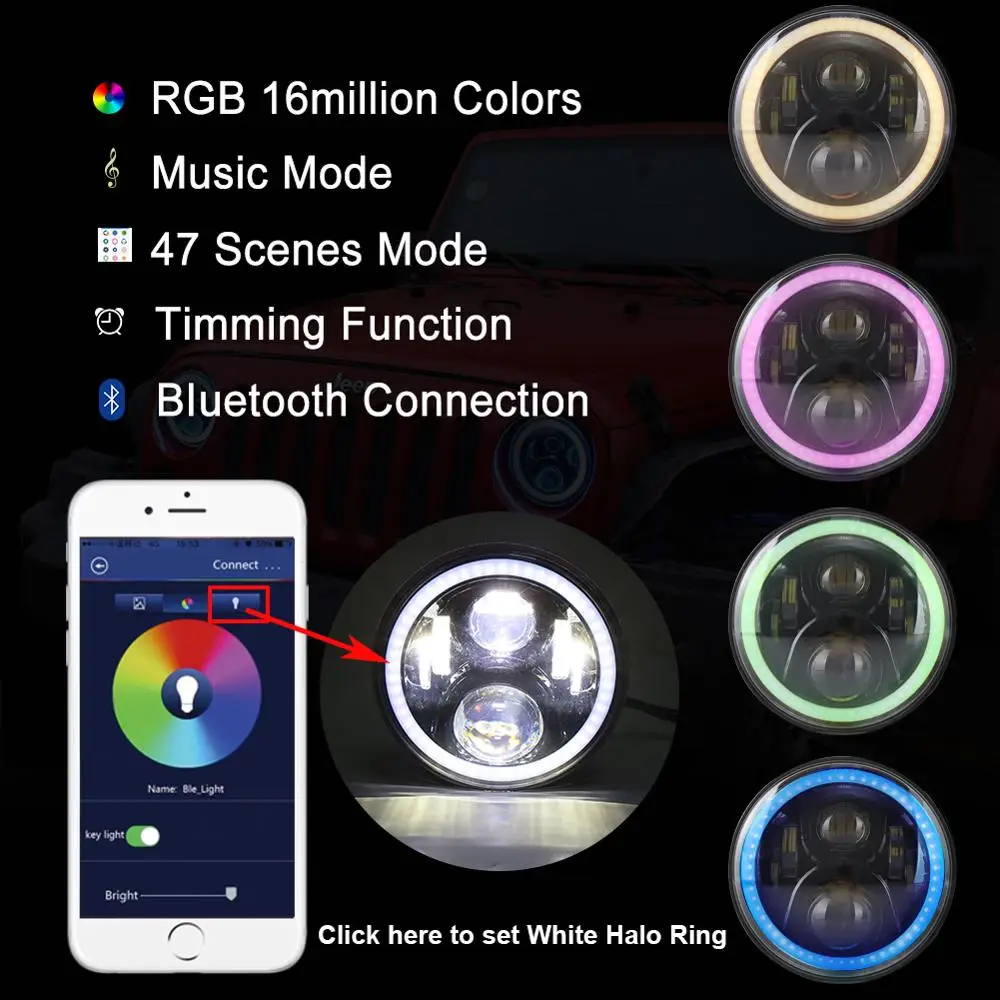 RGB halo 7 дюймовые светодиодные фары для Lada Niva 4x4 внедорожника|Фара авто в сборе| |
