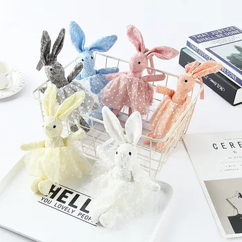 

Cute Soft Lace Dress Plush Rabbit Stuffed Animal Bunny Toy Fashion Gift Girls Wedding Doll Home Car Baby Room Bouquet Decoration