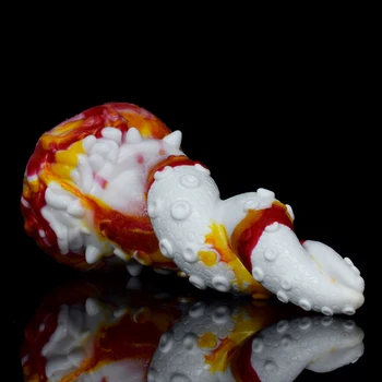 FAAK New large anal plug yellow dragon erotic design twist octopus leg textured silicone suck animal dildo sex toys for women 5