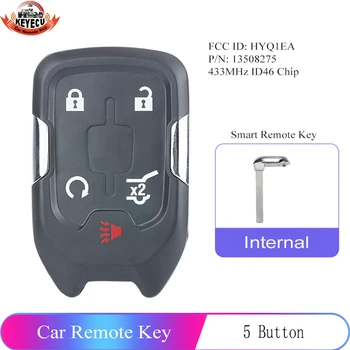 

KEYECU FCC ID: HYQ1EA Smart Remote Car Key 5 Button Fob 433MHz ID46 for GMC Acadia 2017-2018 P/N: 13508275
