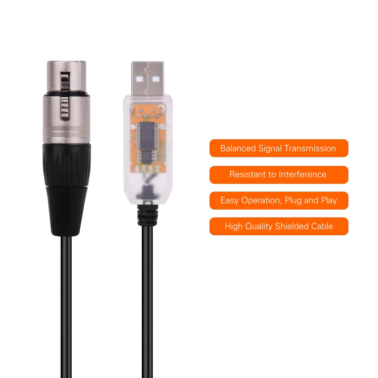RS485 DMX512 конвертер Кабель USB к 3Pin XLR Женский интерфейс компьютера подключения сценического освещения устройств светодиодный кабель управления