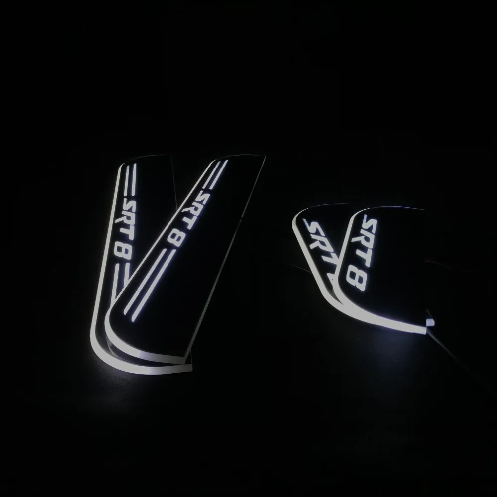 RQXR светодиодные движущиеся двери scuff Для jeep SRT8 динамический порог плиты плоская подкладка наложения потока/фиксированный светильник, 4 шт