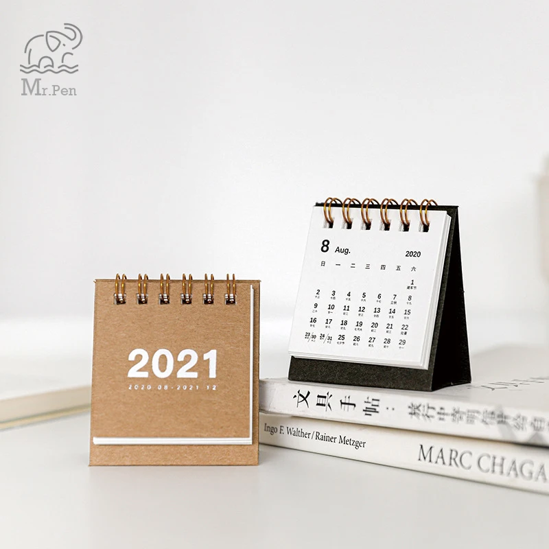 2021 Year Kraft Paper Coil Calendar Mini Desk Calendars Daily Schedule Planner 2020.08-2021.12 Office Decoration | Канцтовары для