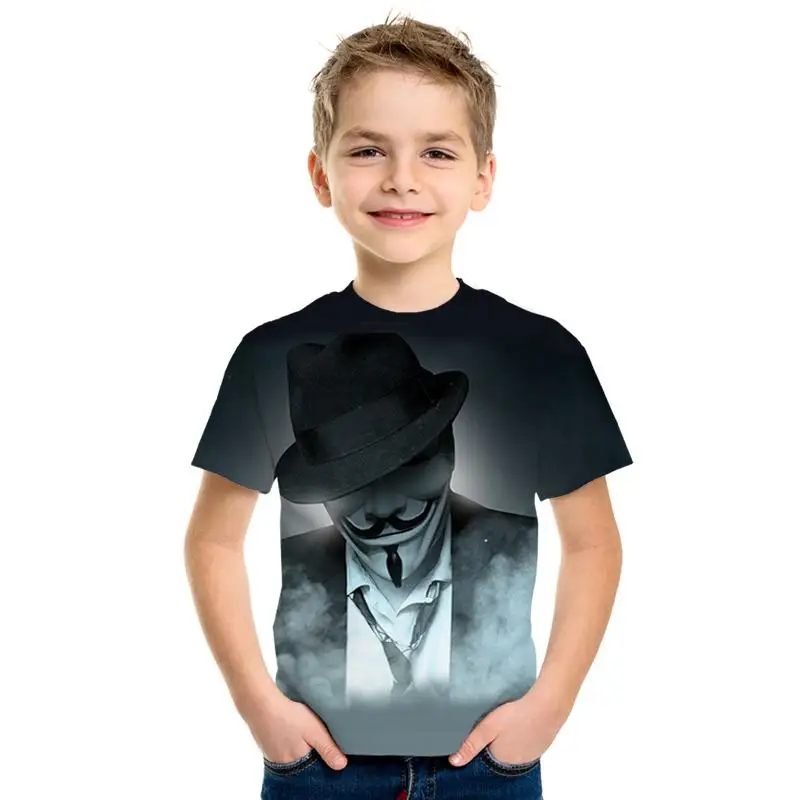 Г. Футболка с 3d принтом фильма V for Vendetta летние модные топы для мальчиков и девочек, рубашка детская одежда с принтом детская футболка
