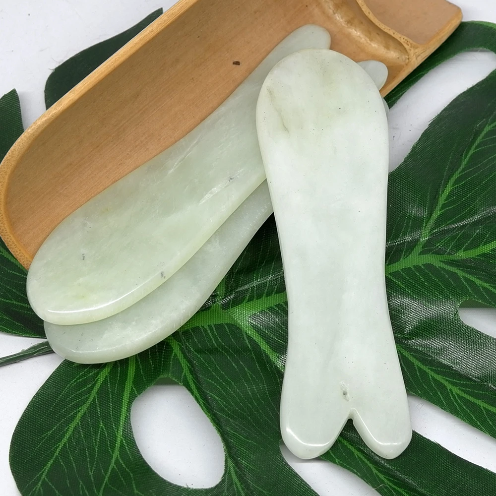 Jade Gua Sha соскабливающий массажер для тела, царапающийся камень Guasha, спа нефритовый скребок для лица, спины, забота о здоровье, против морщин