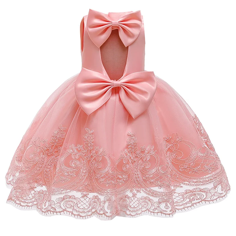 Платье принцессы для новорожденных девочек подарок на день рождения, бальное платье с завязками на шее и бантом для дня рождения Одежда для детей от 0 до 5 лет