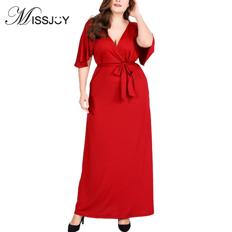 MISSJOY/ осенние женские вечерние платья с глубоким v-образным вырезом и короткими рукавами, повседневные однотонные, большие размеры, длина по щиколотку, элегантное женское платье, Плать