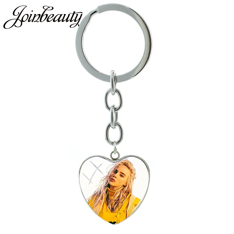 JOINBEAUTY в форме сердца Горячая Billie Eilish фото брелок стеклянный купол для ключа подвесные аксессуары для сумок DIY вентиляторы подарок HB01 - Цвет: HB38