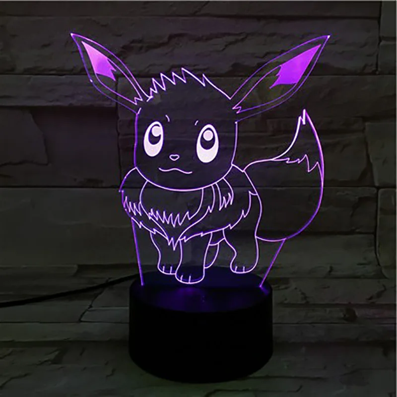 Eevee Pokemon Go Sylveon рисунок детский Ночной светильник светодиодный сенсорный датчик батарея ночной Светильник праздничный подарок атмосфера Usb 3d лампа Eevee family - Испускаемый цвет: Eevee