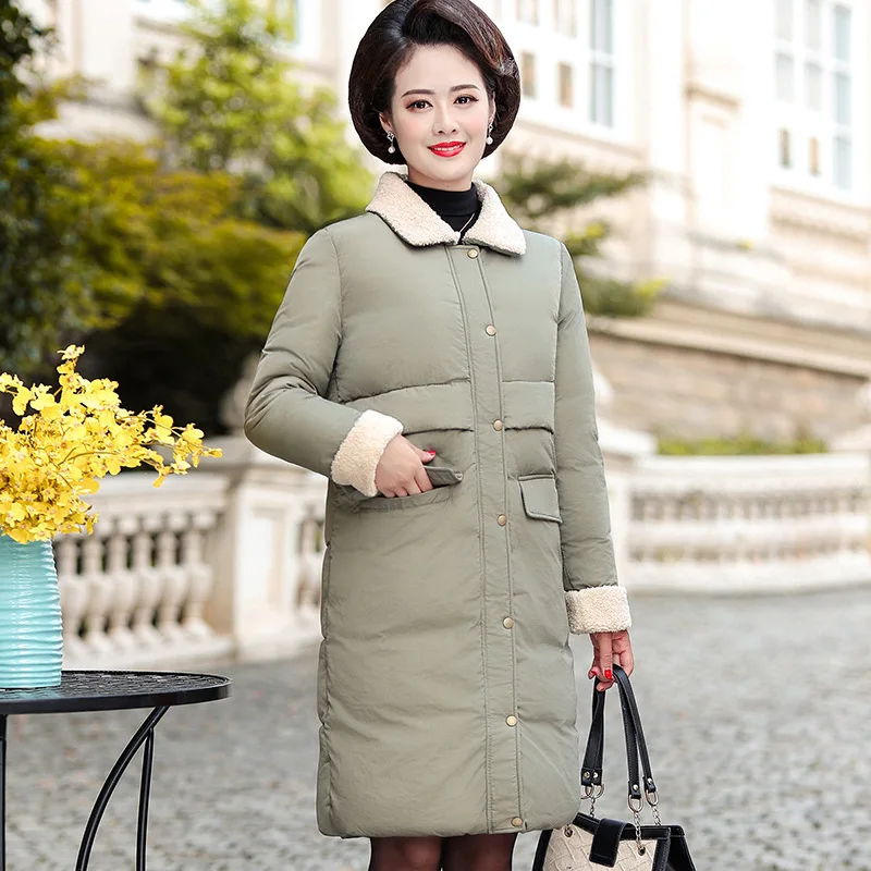 

2019 Winter New Style Mid-length down Jacket Cotton-padded Clothes Middle-aged Women Dress Korean-style Slim Fit Slimming Cotton