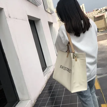 

Bag Women's 2020 New Style Korean-style Simple Canvas Handbag INS Large-Volume Lettered Shoulder Tote Bag