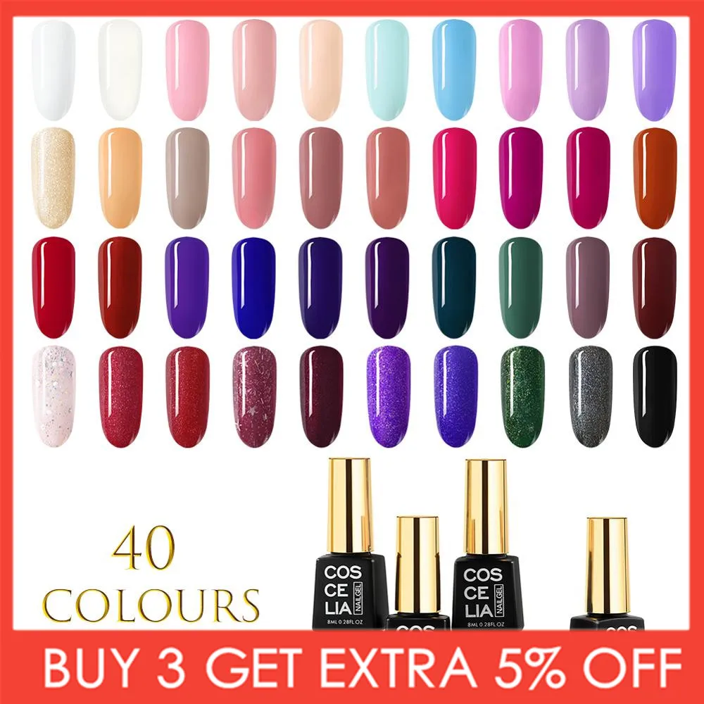 

COSCELIA 40Color 8Ml Soak Off Enamel Gel Polish Nail Art Design Manicure UV Gel Nail Polish Varnish New Free Shipping