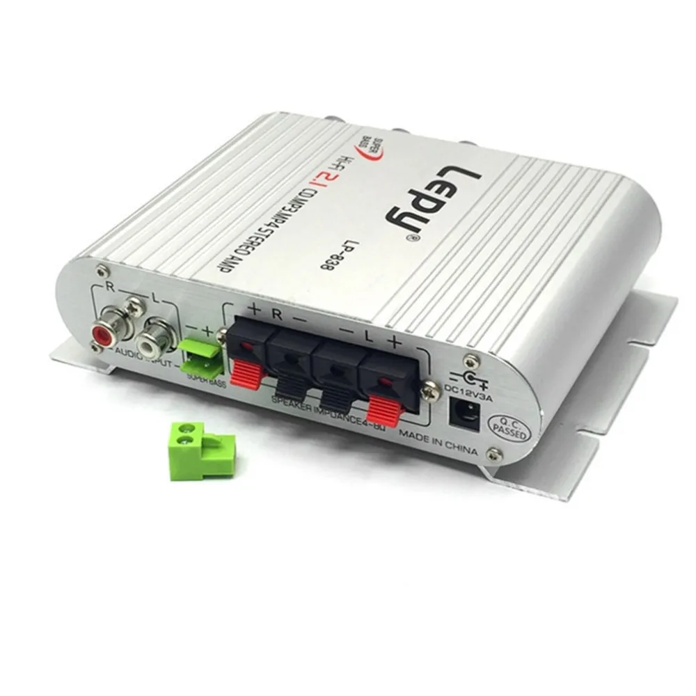 LP-838 портативный усилитель мощности Hi-Fi 2,1 MP3 радио аудио стерео бас усилитель динамиков плеер для дома автомобиля Мотоцикл черный белый