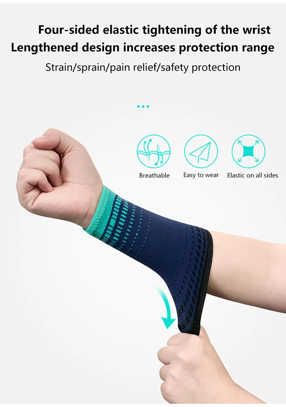 1PCS Breathable Elastic Wristband Wrist Support Weight Lifting Gym Training Wrist Support For Basketball Tennis Badminton Brace