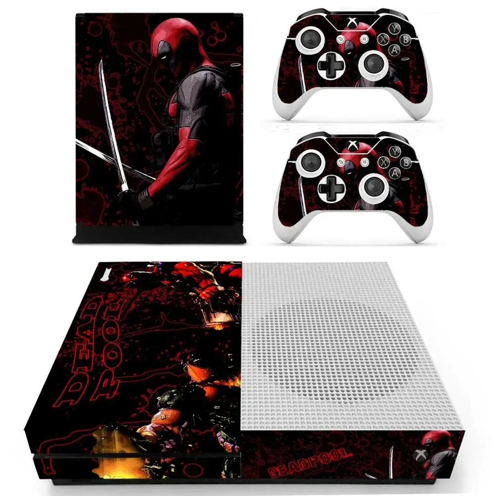 YS-xboxoneS-0444 Наклейка s Deadpool для Xbox One S кожа Виниловая наклейка Pegatina для Xbox one тонкая консоль и два контроллера - Цвет: YS-xboxoneS-0444
