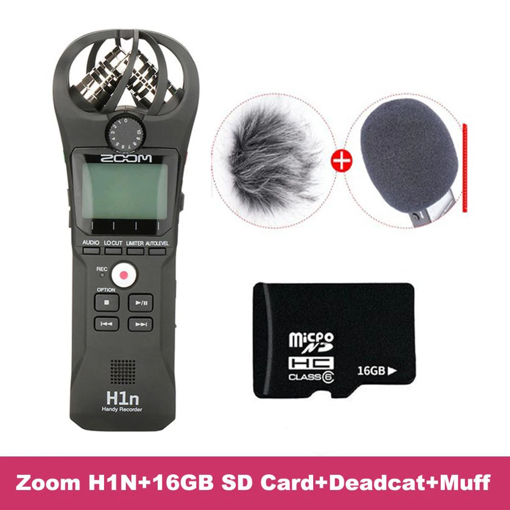 with SD card Muff ZOOM H1N ручка удобно Аудио Голос Регистраторы диктофон интервью Видео Стерео микрофон для Canon цифровых зеркальных фотокамер Nikon Камера w Boya BY-M1 микрофон - Цвет: with SD card Muff
