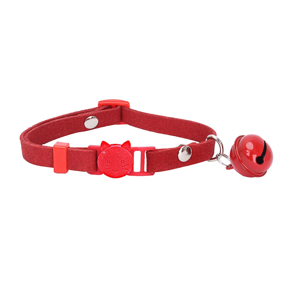 Red Микрофибра кошачья голова домашнее животное Регулируемый ошейник ожерелье домашнее животное с колокольчиком Collier de compagnie - Цвет: Red