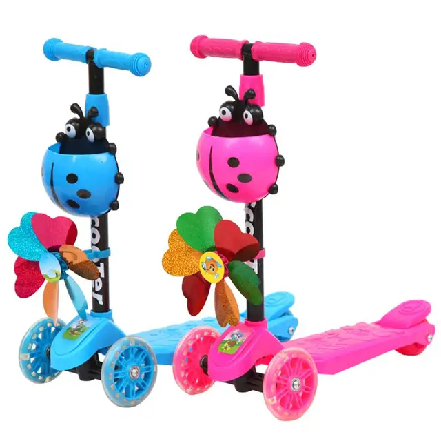 Windmill Ladybug Scooter Foldable and Adjustable Height Lean to Steer 3 Wheel Scooters for Toddler Kids Boys Girls Age 3-8 4
