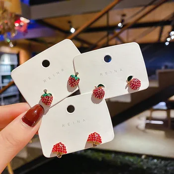 

Cute Fruit Diamond Earrings Versatile Elegant Ear Stud Cool Small Ear Stud