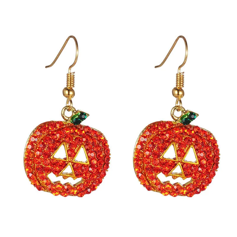 

Cross Border Halloween Jewelry Pumpkin Earrings Personalized Christmas Earrings With Diamonds Fashion Women's Earrings Factory D