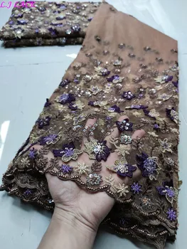 

Luxury wedding laces beaded handmade French lace fabric perfect quality tulle laces grade mesh lace fabrics