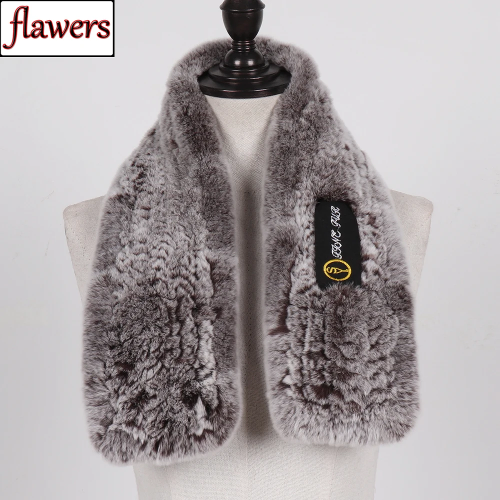 

New Lady Winter Knit 100% Genuine Rex Rabbit Fur Scarf Natural Soft Rex Rabbit Fur Muffler Women Warm Quality Real Fur Scarves