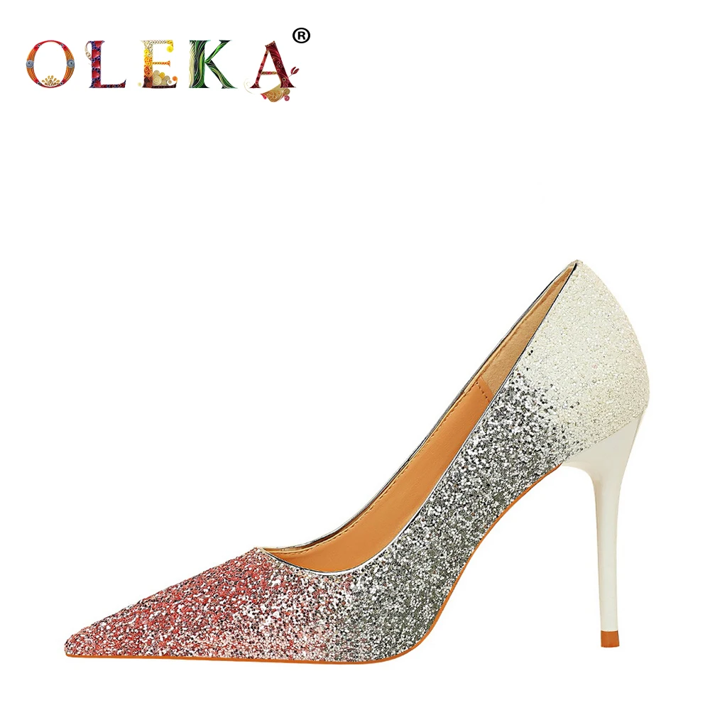 OLEKA/Женская обувь на очень высоком каблуке Модные стильные туфли лодочки с