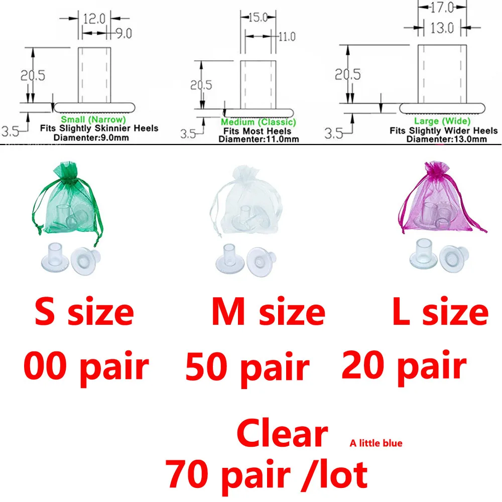 70 пар/лот, защитные туфли на высоком каблуке, Нескользящие силиконовые туфли для латинских танцев на шпильках, туфли на каблуке для свадебной вечеринки - Цвет: Clear M50 L20