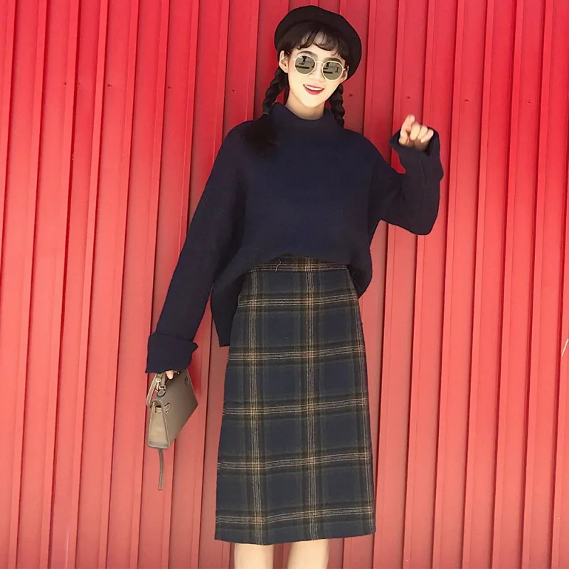 Размера плюс Harajuku длинная юбка в Корейском стиле клетчатая юбка Для женщин Высокая Талия школьное плиссированное платье для девочек клетчатая юбка винтажная длинная юбка в Корейском стиле