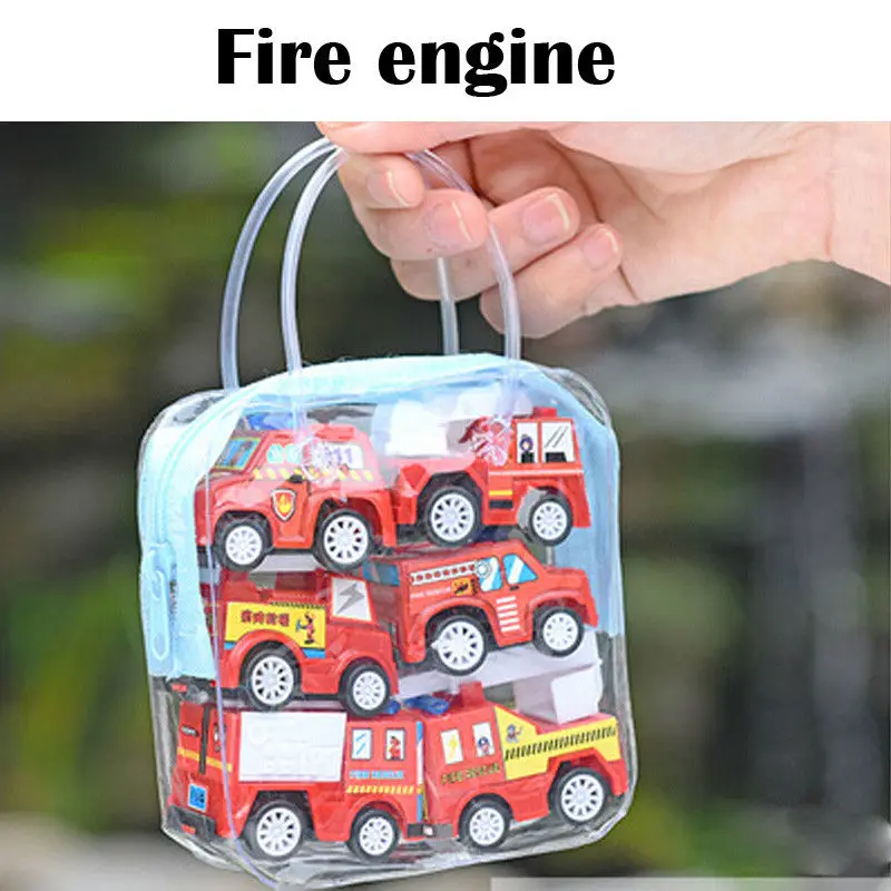 Fire engine Набор гоночных автомобилей, Гоночная машина, грузовик, автомобиль, мини, маленький автомобиль, игрушка, Рождественский игрушечный ящик для мальчиков, рождественский подарок, 6 шт., машинки - Цвет: Fire engine
