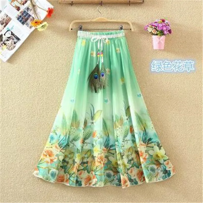 Style Twenty Three Винтажные макси юбки, женские, одноцветные, Boho, шифон, Saia Longa, летние, vestidos, тюль, повседневные, богемные, длинные юбки, женская одежда - Цвет: Style Twenty Three